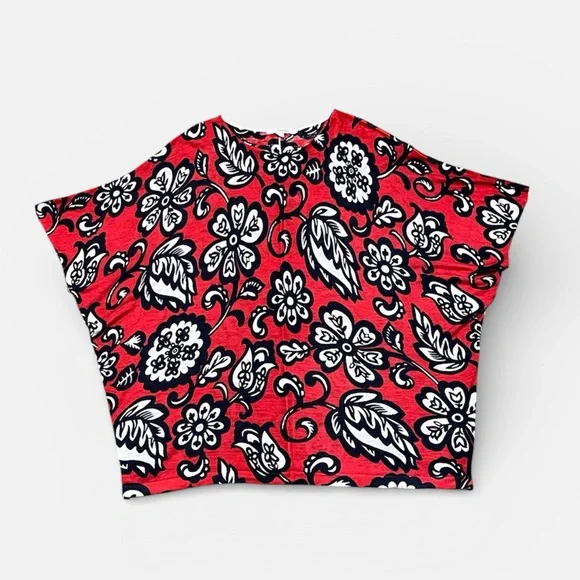 Boden Silk/Linen/Viscose “Botanical Flourish” Blouse in Red/Black/White Size L - Picture 5 of 9